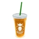 a translucent orange bottle & translucent pink lid & translucent green straw 16 oz double - wall insulated transparent tumbler