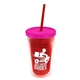 a translucent red bottle & frost lid & translucent red straw 16 oz double - wall insulated transparent tumbler