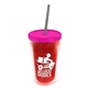 a translucent red bottle & frost lid & smoke straw 16 oz double - wall insulated transparent tumbler
