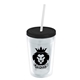 a clear bottle & black lid & frost straw 16 oz double - wall insulated transparent tumbler