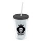 a clear bottle & smoke lid & frost straw 16 oz double - wall insulated transparent tumbler
