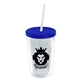 a clear bottle & translucent blue lid & frost straw 16 oz double - wall insulated transparent tumbler