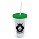 a clear bottle & translucent green lid & frost straw 16 oz double - wall insulated transparent tumbler