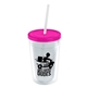a clear bottle & translucent pink lid & frost straw 16 oz double - wall insulated transparent tumbler