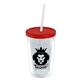 a clear bottle & translucent red lid & frost straw 16 oz double - wall insulated transparent tumbler