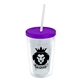 a clear bottle & translucent violet lid & frost straw 16 oz double - wall insulated transparent tumbler