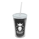 a smoke bottle & frost lid & frost straw 16 oz double - wall insulated transparent tumbler