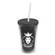 a smoke bottle & smoke lid & frost straw 16 oz double - wall insulated transparent tumbler