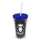 a smoke bottle & translucent blue lid & frost straw 16 oz double - wall insulated transparent tumbler