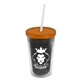 a smoke bottle & translucent orange lid & frost straw 16 oz double - wall insulated transparent tumbler