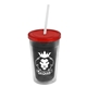 a smoke bottle & translucent red lid & frost straw 16 oz double - wall insulated transparent tumbler