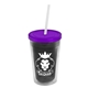 a smoke bottle & translucent violet lid & frost straw 16 oz double - wall insulated transparent tumbler