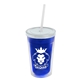 a translucent blue bottle & frost lid & frost straw 16 oz double - wall insulated transparent tumbler