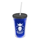 a translucent blue bottle & smoke lid & frost straw 16 oz double - wall insulated transparent tumbler