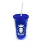 a translucent blue bottle & translucent blue lid & frost straw 16 oz double - wall insulated transparent tumbler