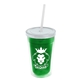 a translucent green bottle & frost lid & frost straw 16 oz double - wall insulated transparent tumbler
