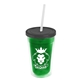 a translucent green bottle & smoke lid & frost straw 16 oz double - wall insulated transparent tumbler