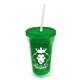 a translucent green bottle & translucent green lid & frost straw 16 oz double - wall insulated transparent tumbler