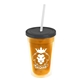 a translucent orange bottle & smoke lid & frost straw 16 oz double - wall insulated transparent tumbler