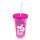 a translucent pink bottle & frost lid & frost straw 16 oz double - wall insulated transparent tumbler