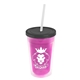 a translucent pink bottle & smoke lid & frost straw 16 oz double - wall insulated transparent tumbler