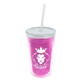 a translucent pink bottle & translucent pink lid & frost straw 16 oz double - wall insulated transparent tumbler