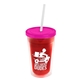 a translucent red bottle & frost lid & frost straw 16 oz double - wall insulated transparent tumbler