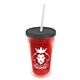 a translucent red bottle & smoke lid & frost straw 16 oz double - wall insulated transparent tumbler