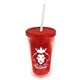 a translucent red bottle & translucent red lid & frost straw 16 oz double - wall insulated transparent tumbler