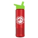 a lime green lid & translucent red bottle wave tritan(r) bottle with flip - straw lid - 24 oz