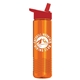 a red lid & translucent orange bottle wave tritan(r) bottle with flip - straw lid - 24 oz