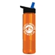 a black/blue lid & translucent orange bottle wave tritan(r) bottle with flip - straw lid - 24 oz