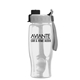 aerial view a gray/black lid & clear bottle poly+ bottle with quick - snap lid - 27 oz, image 1 of 2