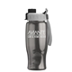 aerial view a gray/black lid & smoke bottle poly+ bottle with quick - snap lid - 27 oz, image 1 of 2