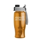 aerial view a gray/black lid & translucent orange bottle poly+ bottle with quick - snap lid - 27 oz, image 1 of 2