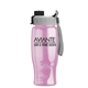 aerial view a gray/black lid & translucent pink bottle poly+ bottle with quick - snap lid - 27 oz, image 1 of 2