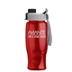 aerial view a gray/black lid & translucent red bottle poly+ bottle with quick - snap lid - 27 oz, image 1 of 2