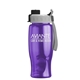 aerial view a gray/black lid & translucent violet bottle poly+ bottle with quick - snap lid - 27 oz, image 1 of 2