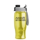 aerial view a gray/black lid & translucent yellow bottle poly+ bottle with quick - snap lid - 27 oz, image 1 of 2