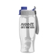 aerial view a gray/blue lid & clear bottle poly+ bottle with quick - snap lid - 27 oz, image 1 of 2