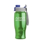aerial view a gray/blue lid & translucent green bottle poly+ bottle with quick - snap lid - 27 oz, image 1 of 2