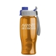 aerial view a gray/blue lid & translucent orange bottle poly+ bottle with quick - snap lid - 27 oz, image 1 of 2