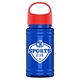 a red lid & translucent blue bottle garyline(r) upcycle mini - 16 oz rpet bottle with oval crest lid