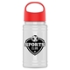 a red lid & white bottle garyline(r) upcycle mini - 16 oz rpet bottle with oval crest lid