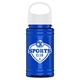 a white lid & translucent blue bottle garyline(r) upcycle mini - 16 oz rpet bottle with oval crest lid