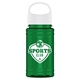 a white lid & translucent green bottle garyline(r) upcycle mini - 16 oz rpet bottle with oval crest lid