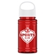 a white lid & translucent red bottle garyline(r) upcycle mini - 16 oz rpet bottle with oval crest lid