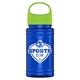 a lime green lid & translucent blue bottle garyline(r) upcycle mini - 16 oz rpet bottle with oval crest lid