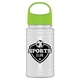 a lime green lid & white bottle garyline(r) upcycle mini - 16 oz rpet bottle with oval crest lid