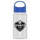 a royal blue lid & white bottle garyline(r) upcycle mini - 16 oz rpet bottle with oval crest lid